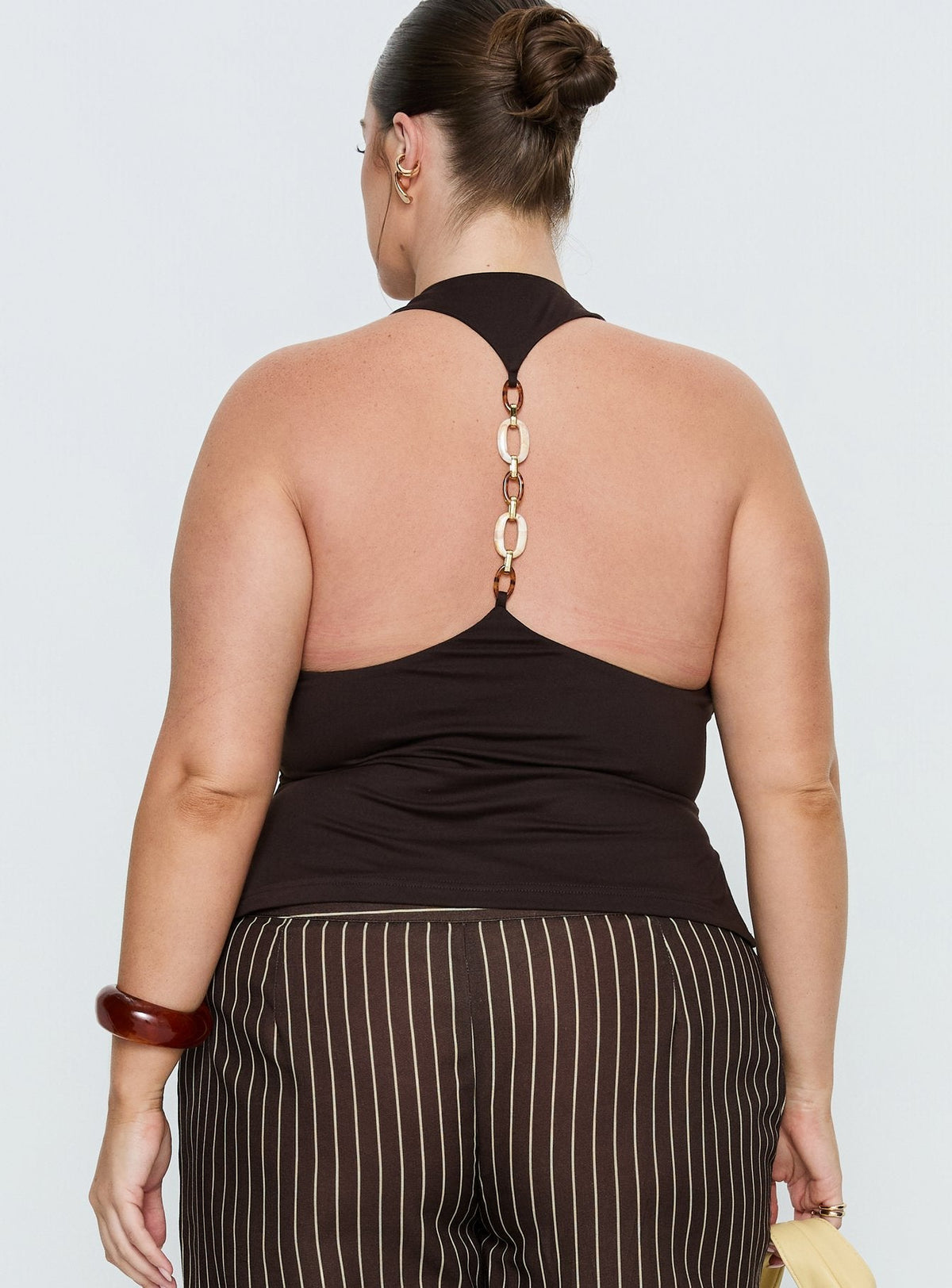 Harlene Back Detail Top Brown Curve