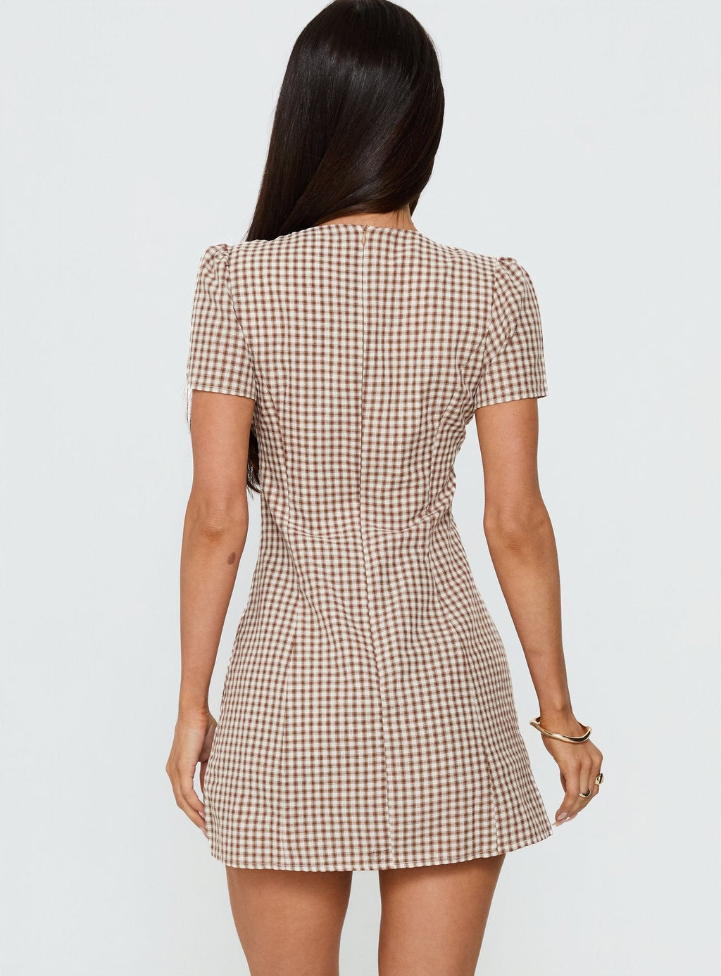 Loveliness Playsuit Brown Check Tall