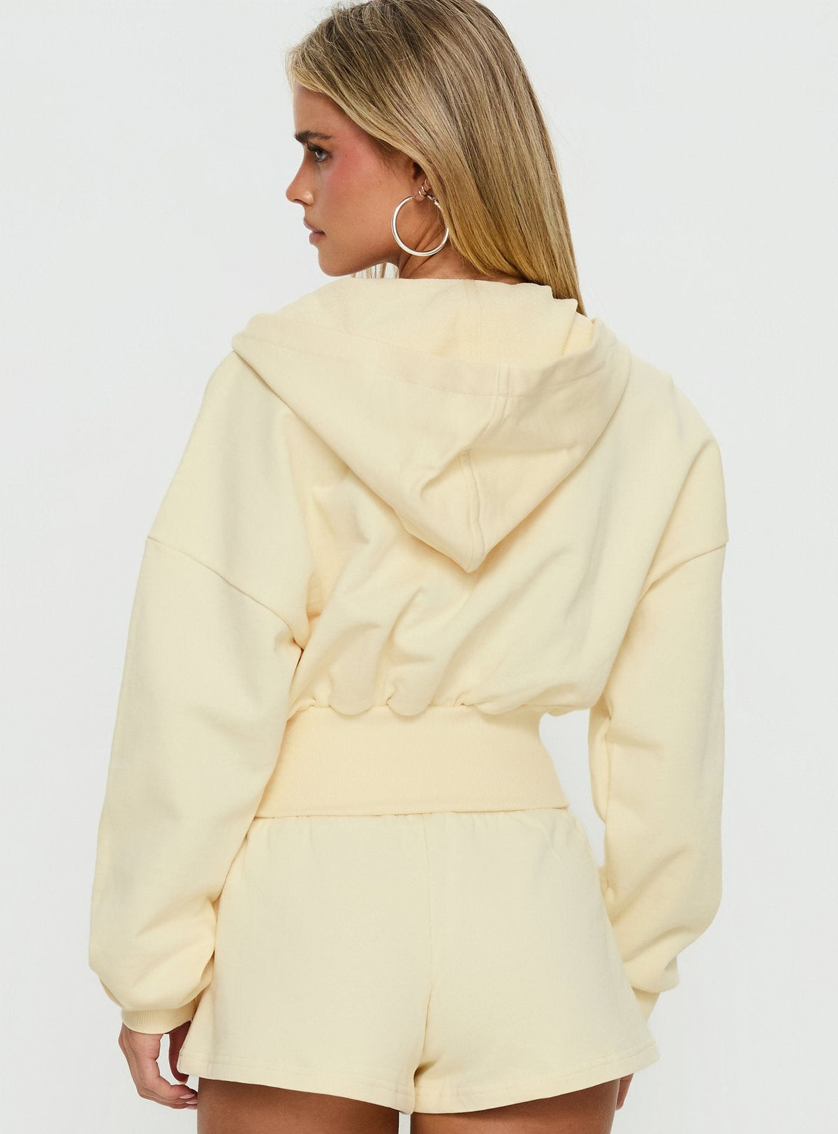 Daytime Cropped Blouson Hoodie Buttercream