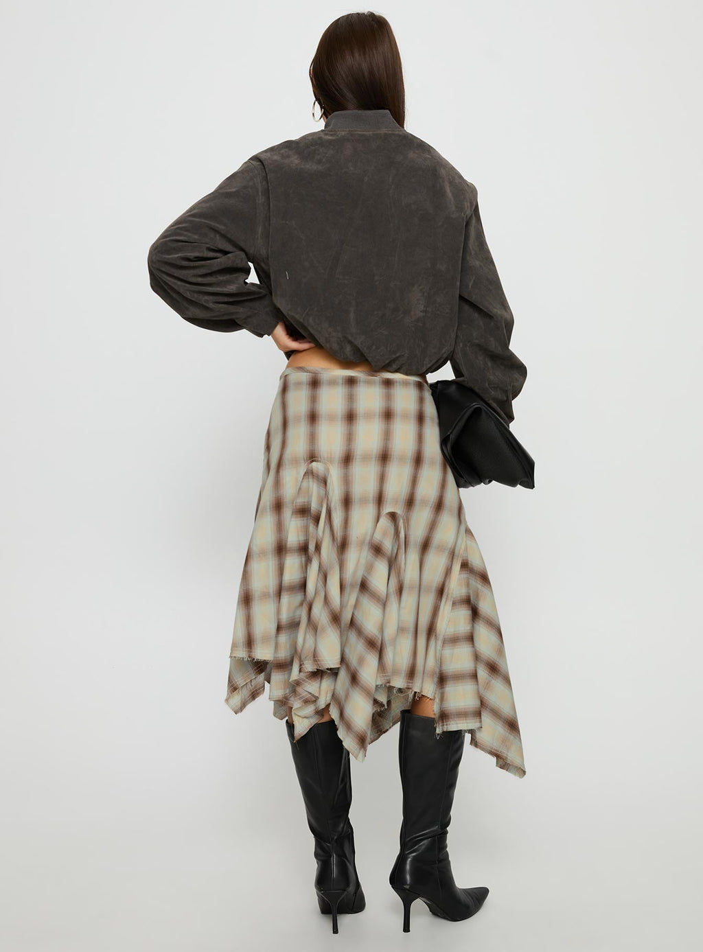 Toshie Asymmetrical Midi Skirt Multi Check