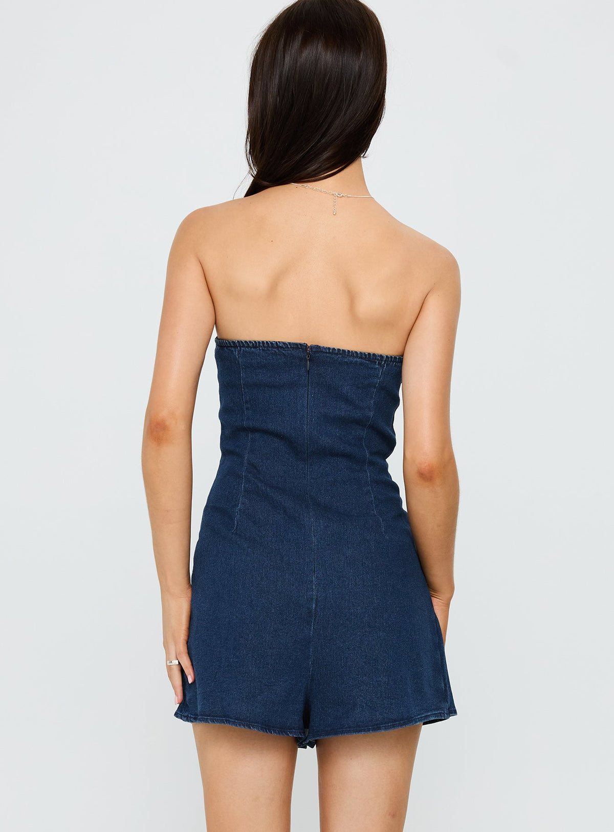 Fantastical Strapless Playsuit Dark Denim