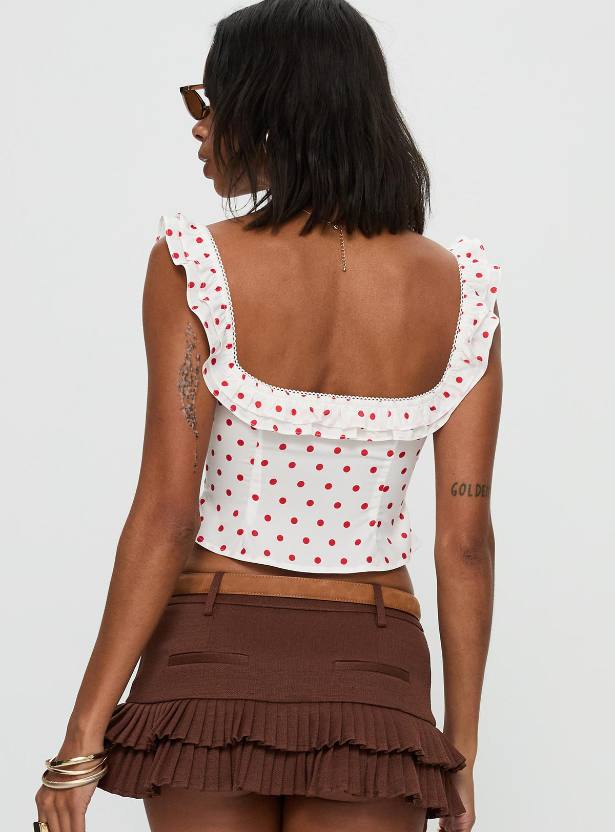 Isadoria Frill Top White / Red Polka