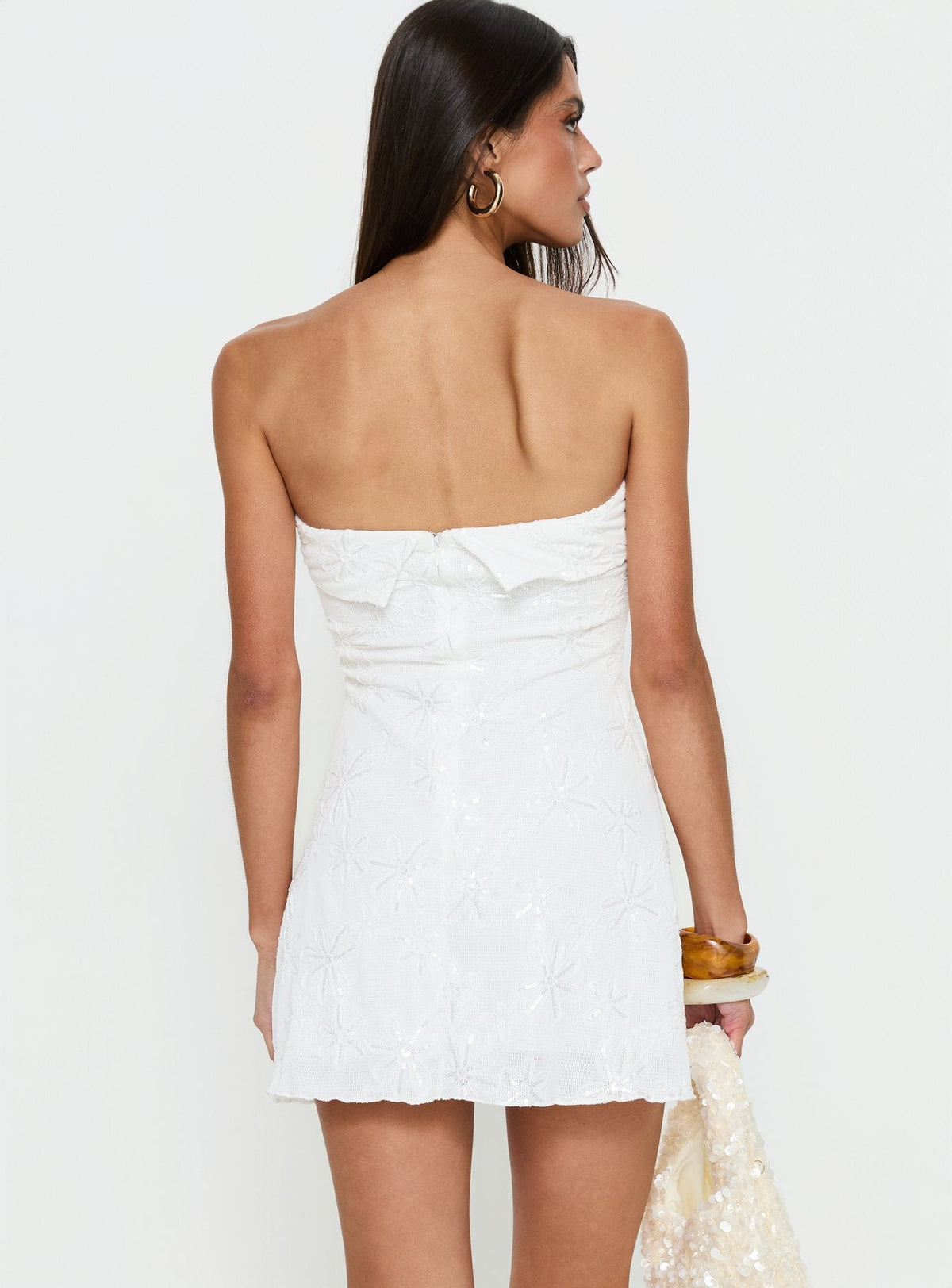Graces Strapless Mini Dress White