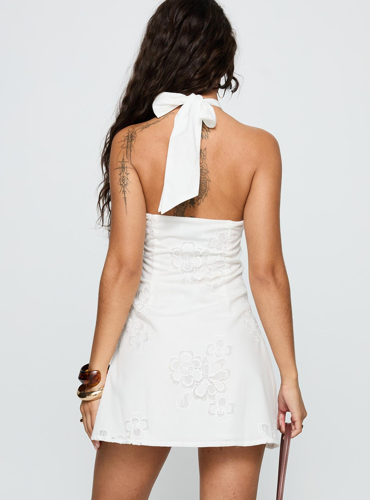 Since Way Back Halter Mini Dress White