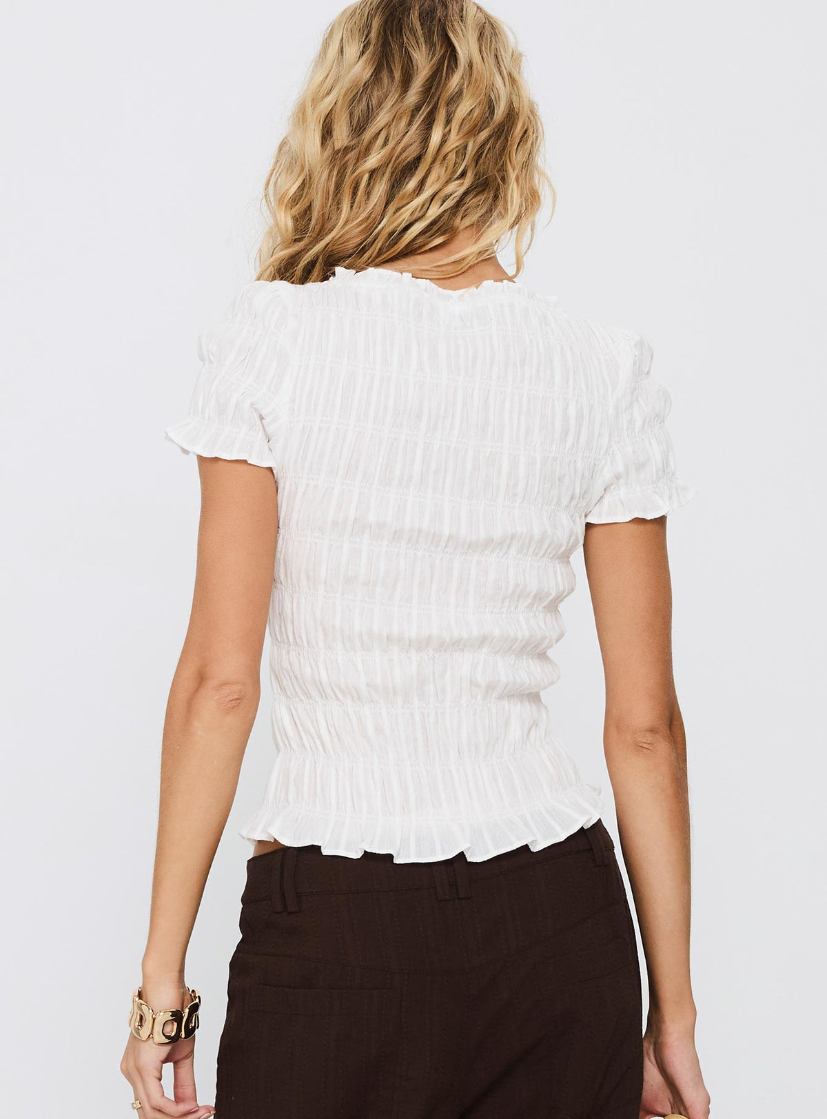 Romelle Shirred Top White