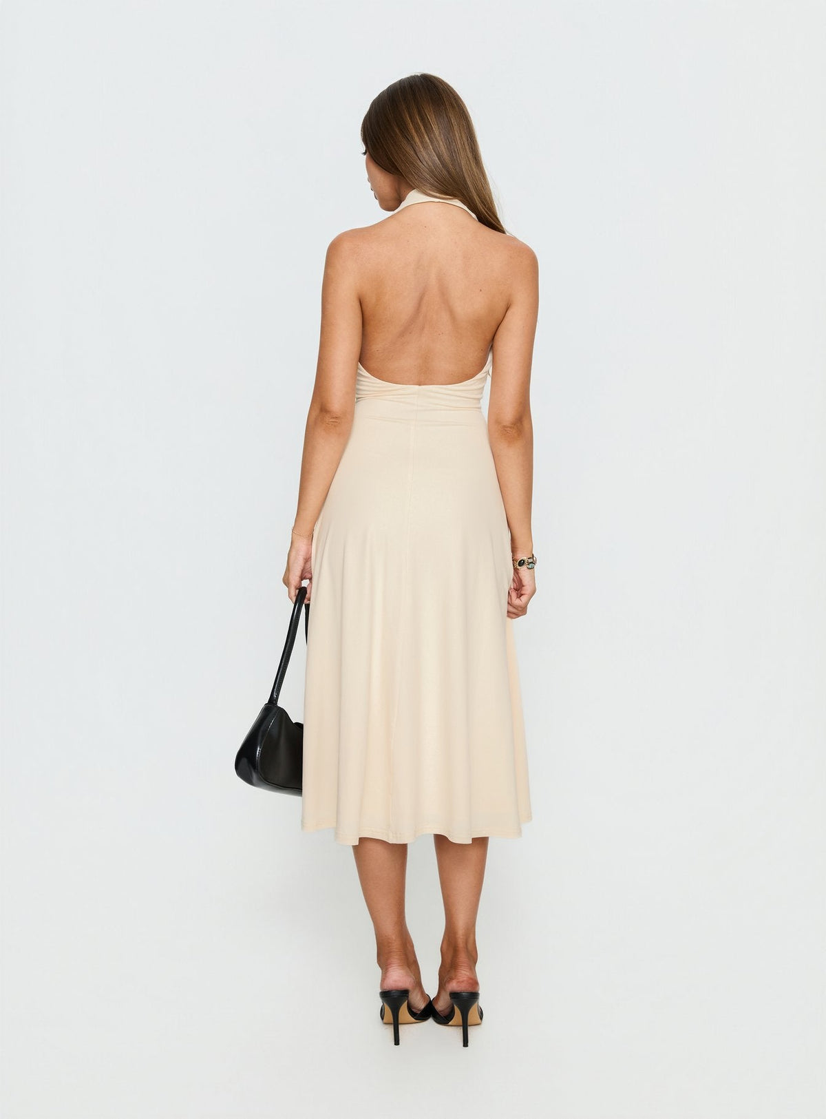 Morganne Halter Plunge Midi Dress Butter