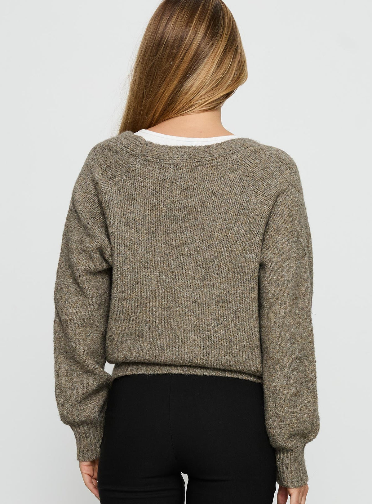Daelan Wrap Knit Cardigan Brown
