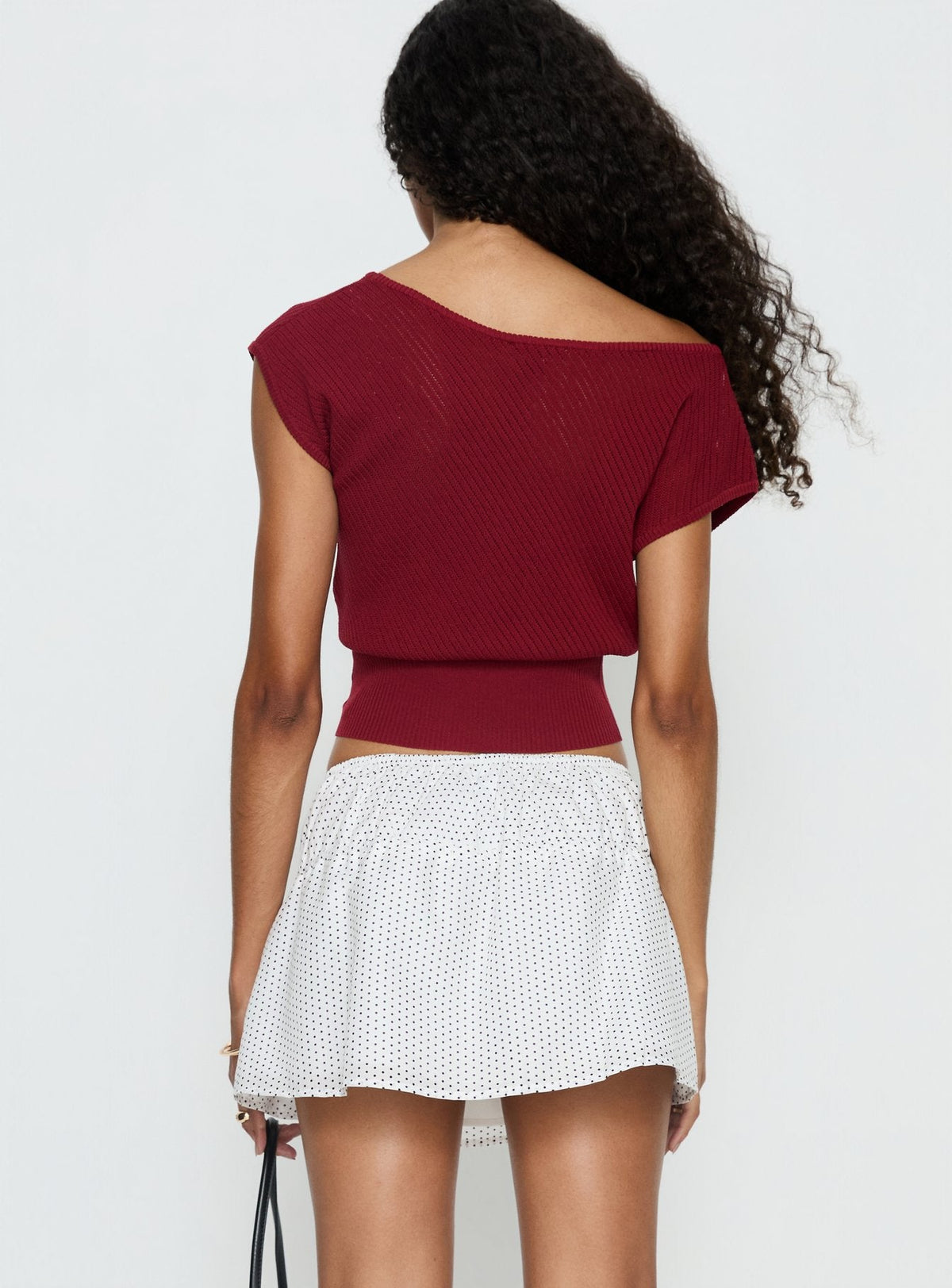 Cloud Tempo Boat Neck Cinched Knit Top Wine