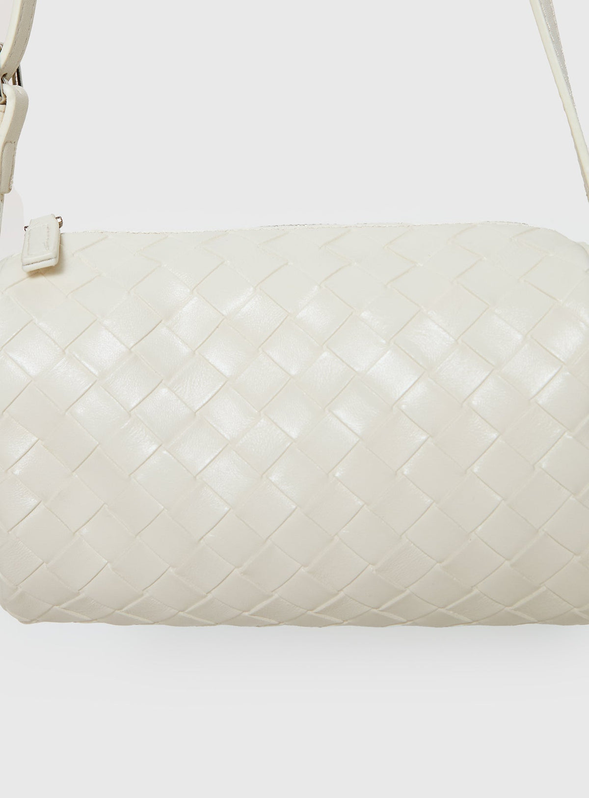 Corlee Woven Faux Leather Cylinder Bag Cream