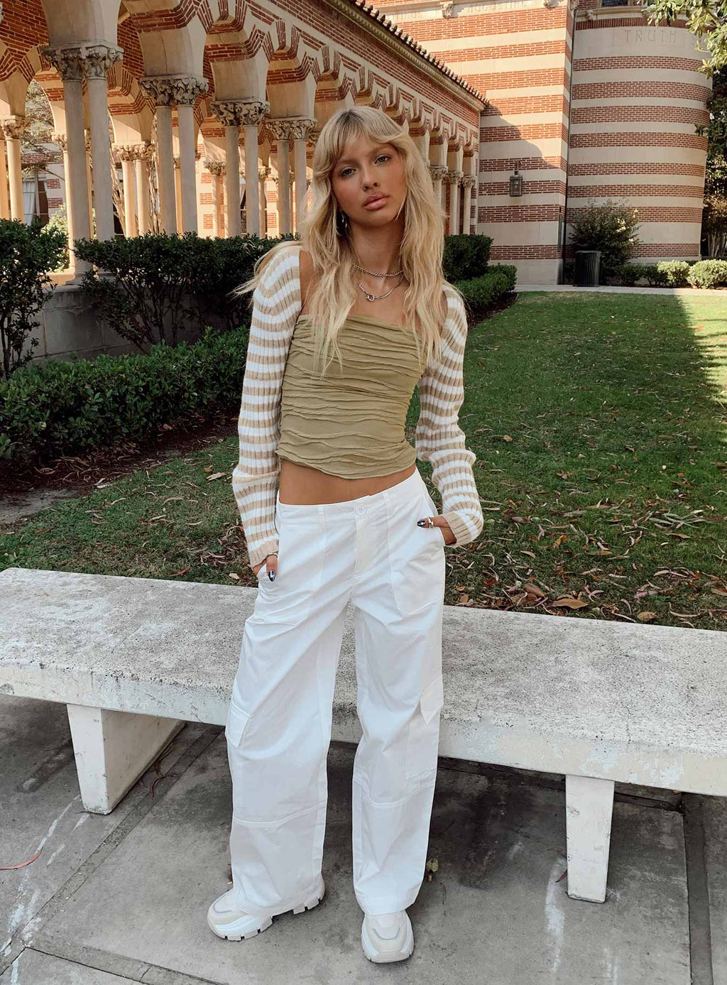 Aytan Bolero Sweater Beige/White