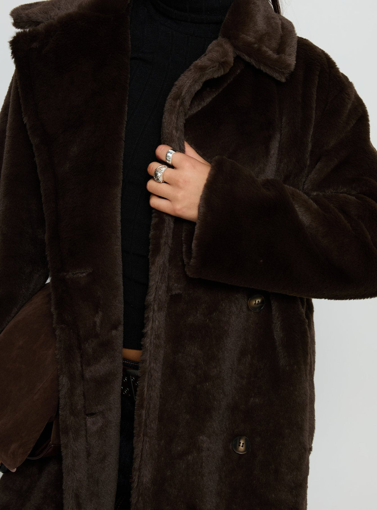 Alvie Longline Faux Fur Coat Brown