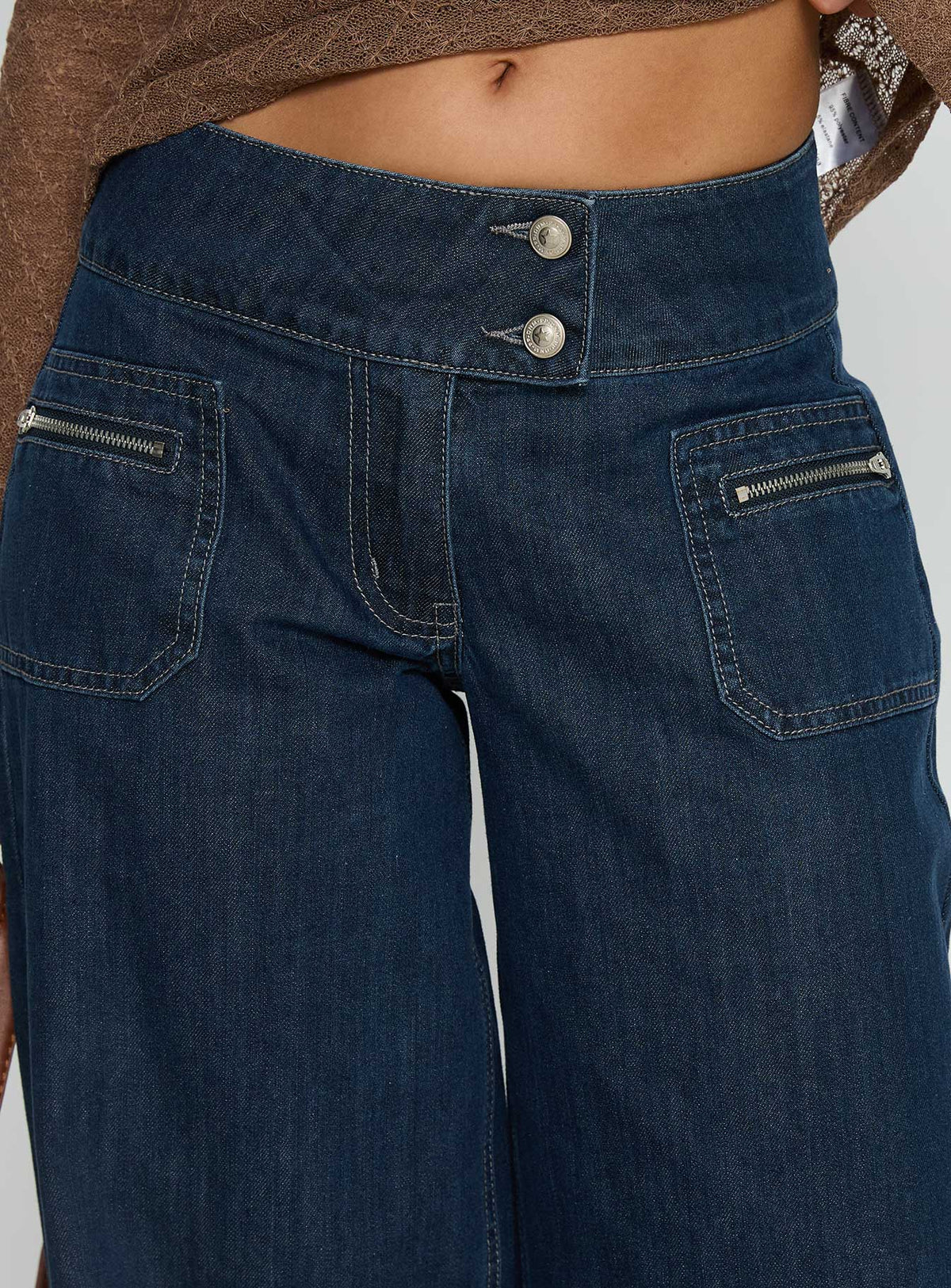 Unwritten Mid Rise Wide Leg Jeans Dark Blue Wash