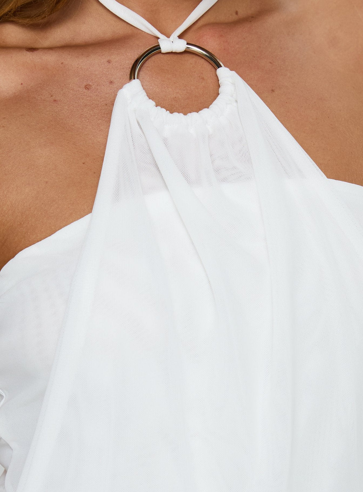 Hedlea Draped Ring Detail Top White
