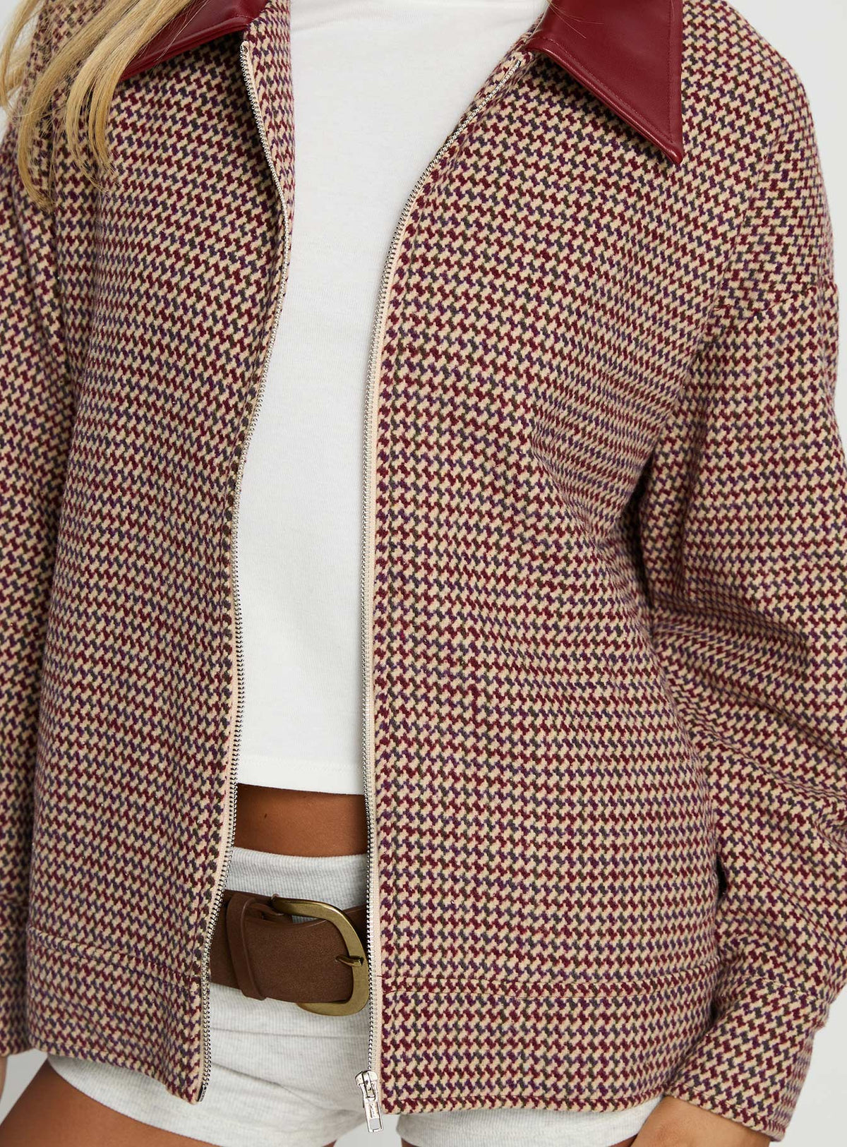 End Of The Day Collared Jacket Red Multi