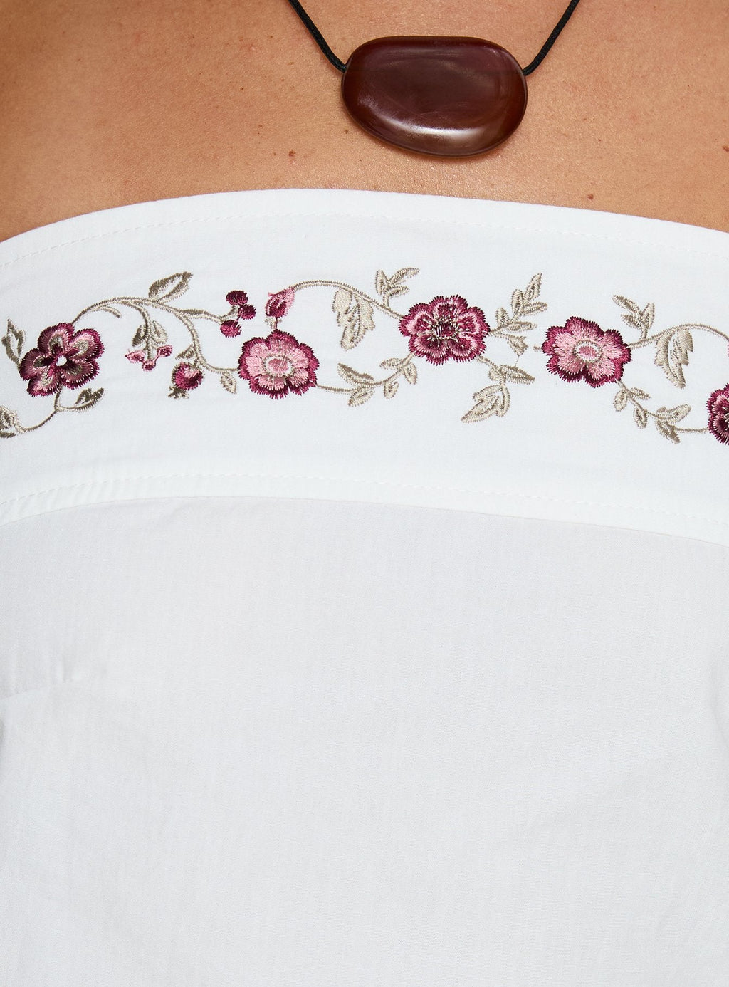 Ahera Floral Detail Strapless Top White