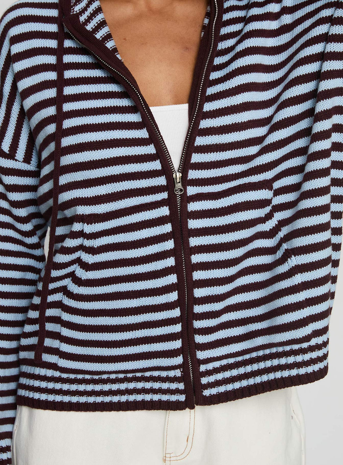 Brienna Zip Jacket Burgundy / Blue Stripe
