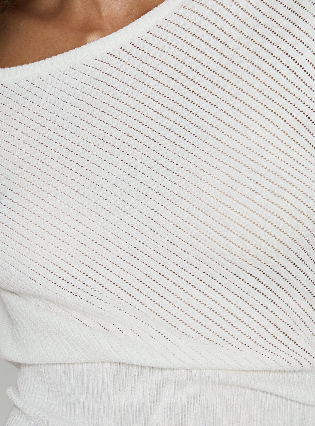 Cloud Tempo Boat Neck Cinched Knit Top White