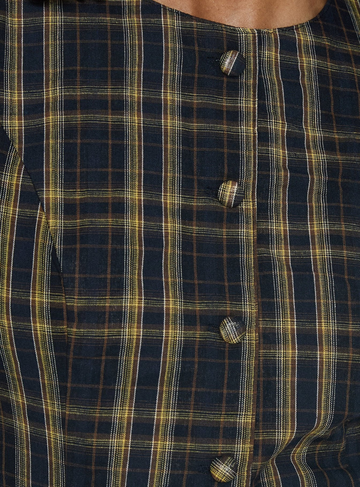 Femme Blouse Top Navy / Lemon Plaid