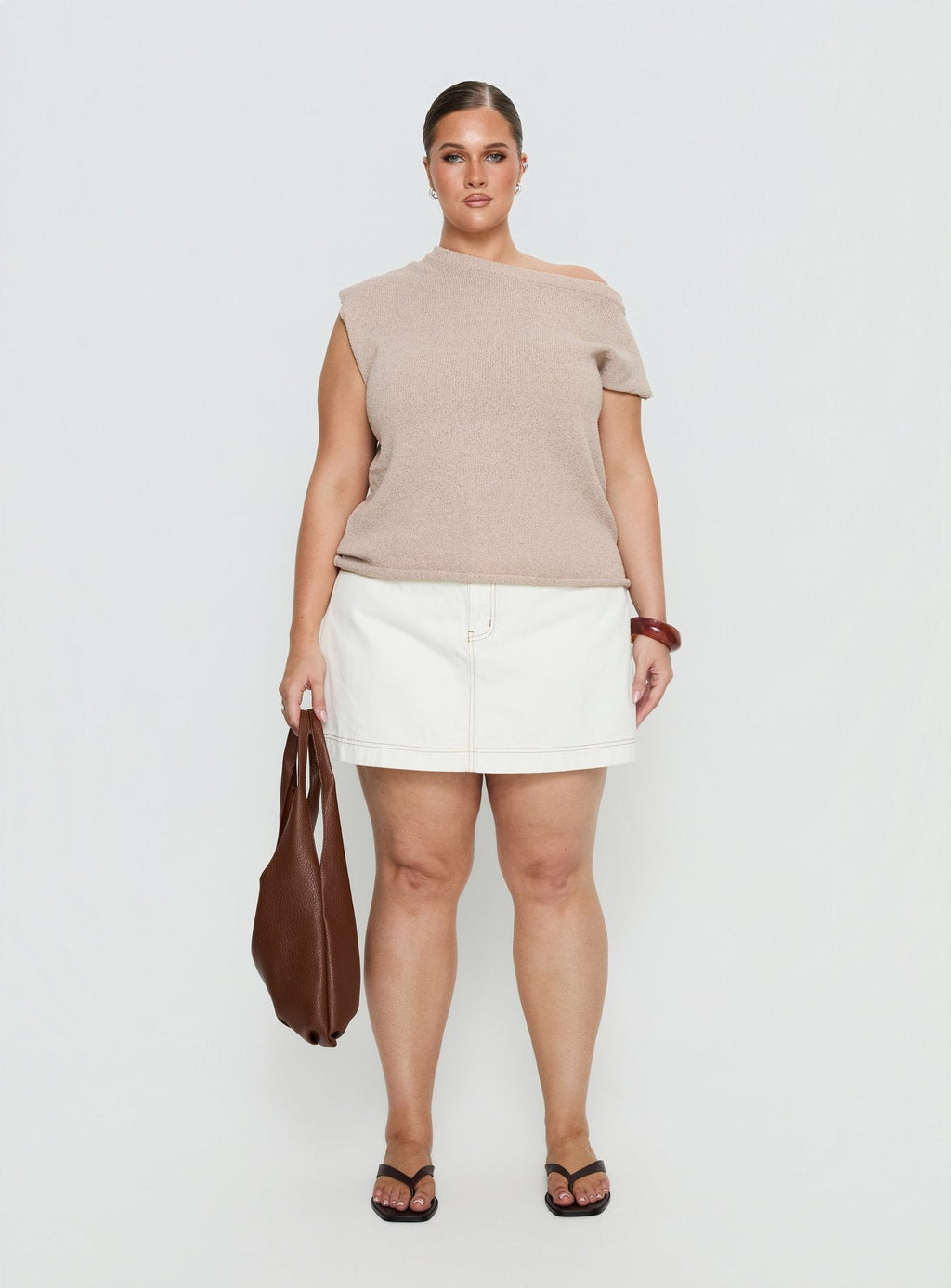 Ashfield Off Shoulder Top Oat Curve