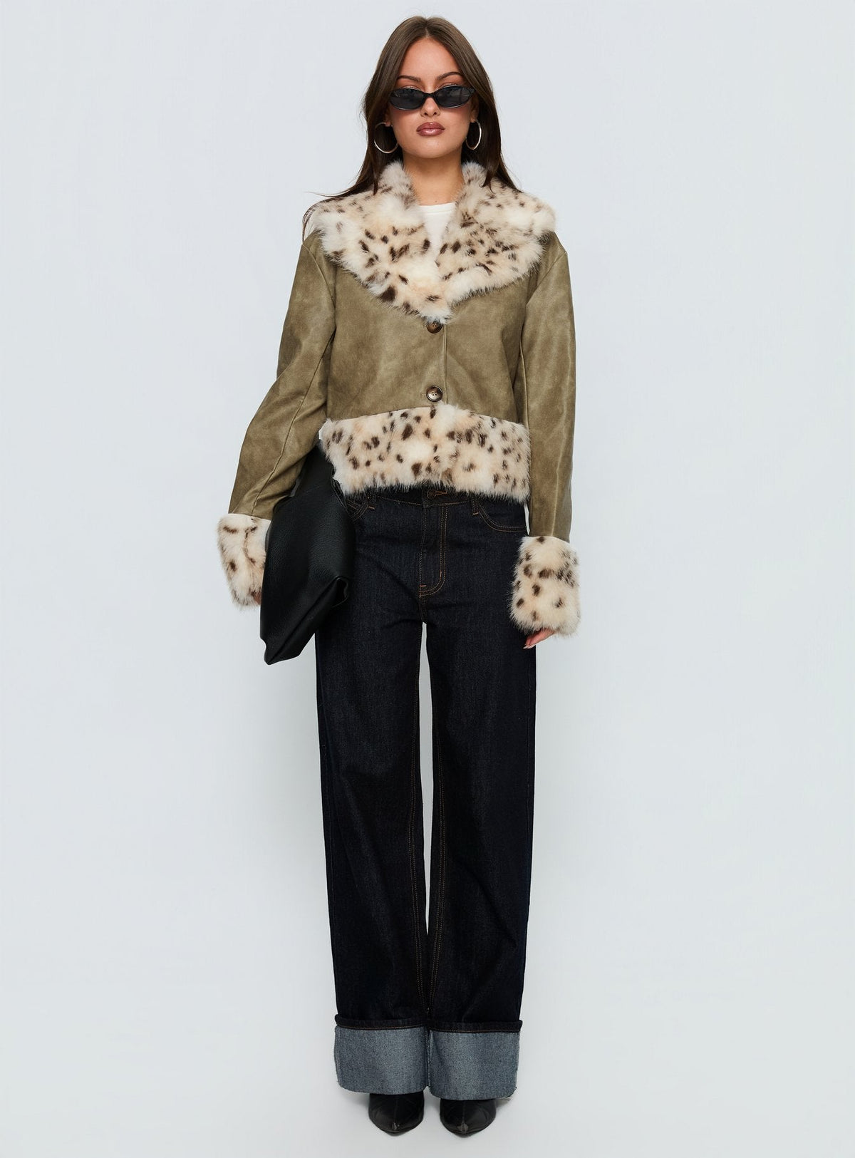 Hiraya Faux Fur Trim Jacket Vintage Green