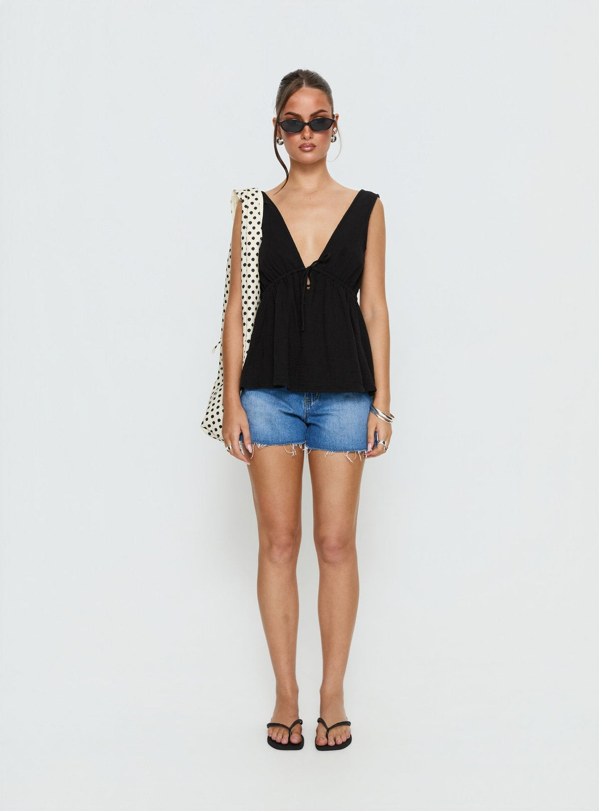 Dianna Babydoll Cami Top Black