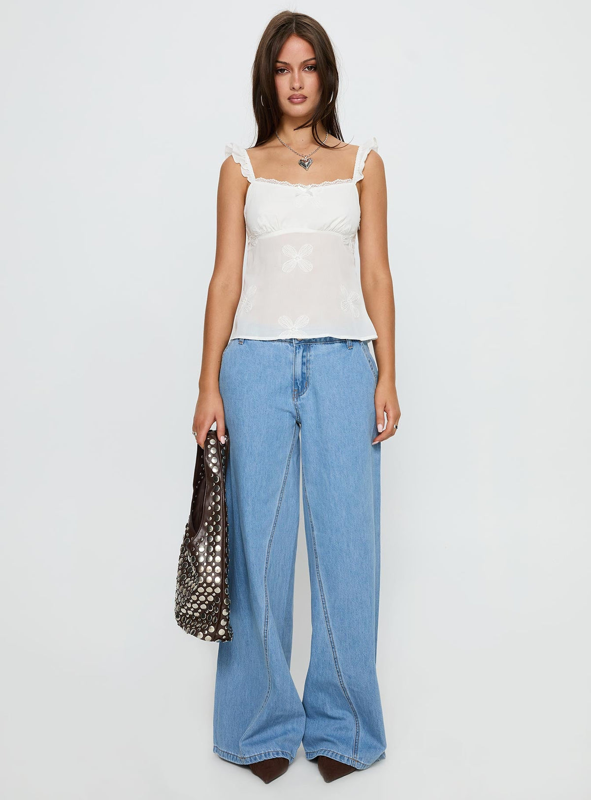Madaleine Embroidered Top White