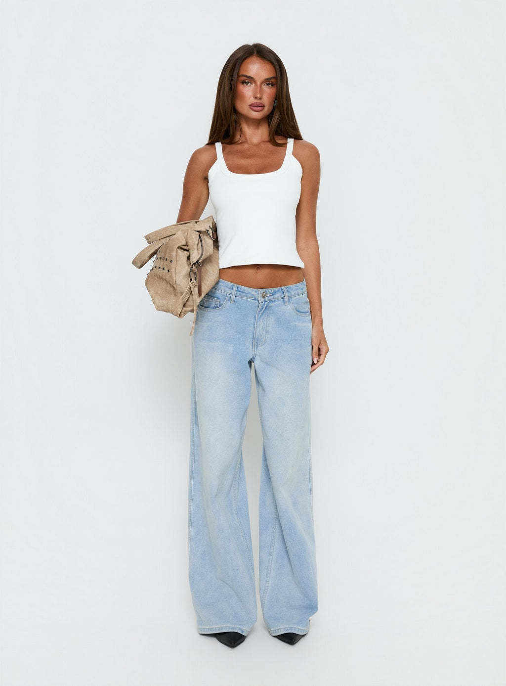 Kasper Cinched Tank Top White
