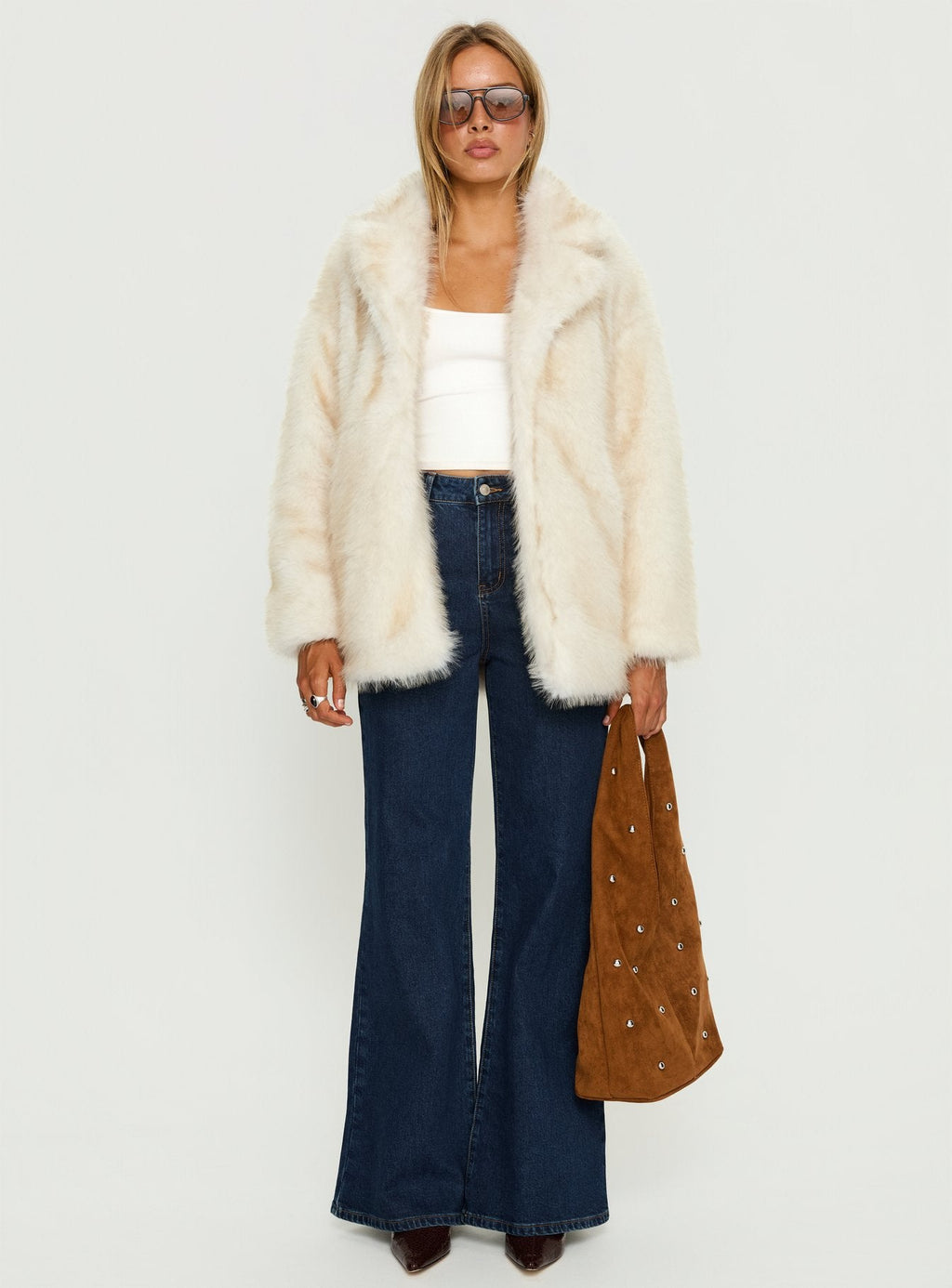 Clova Faux Fur Coat White
