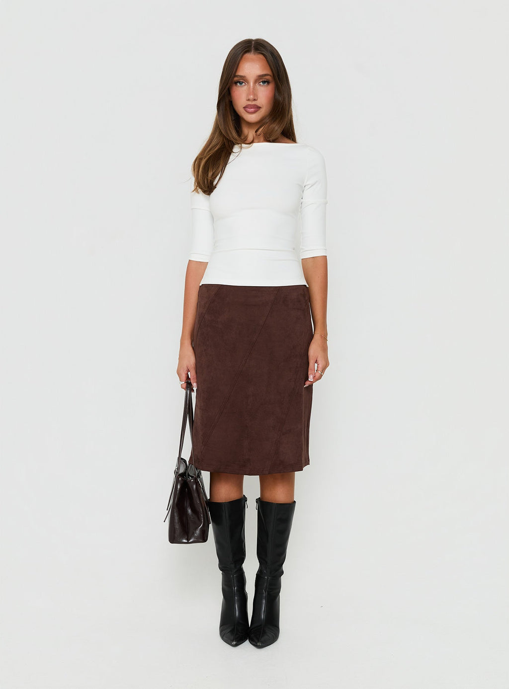 Daily Define Boatneck 3/4 Sleeve Top White