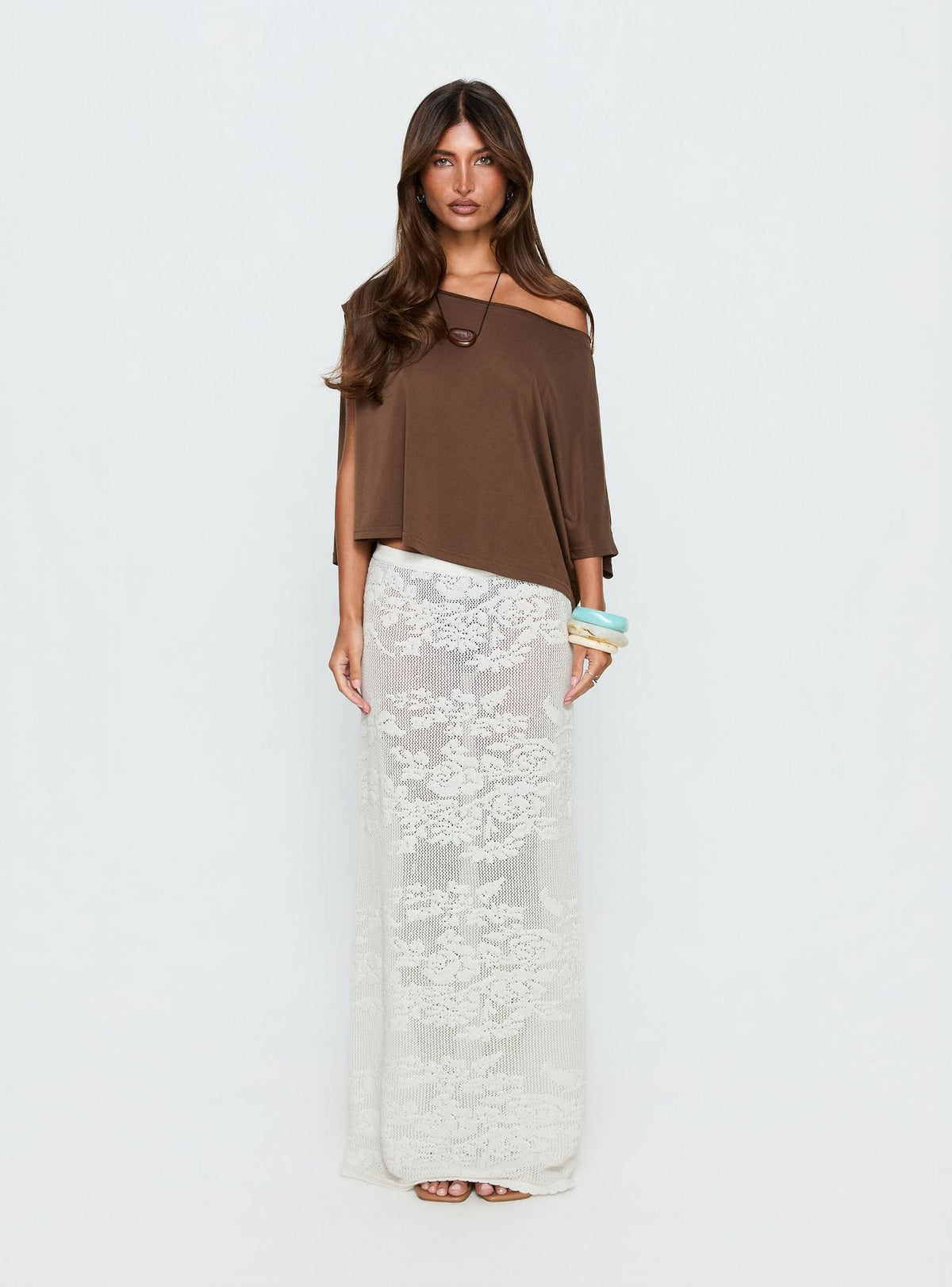 Opresia Crochet Maxi Skirt White