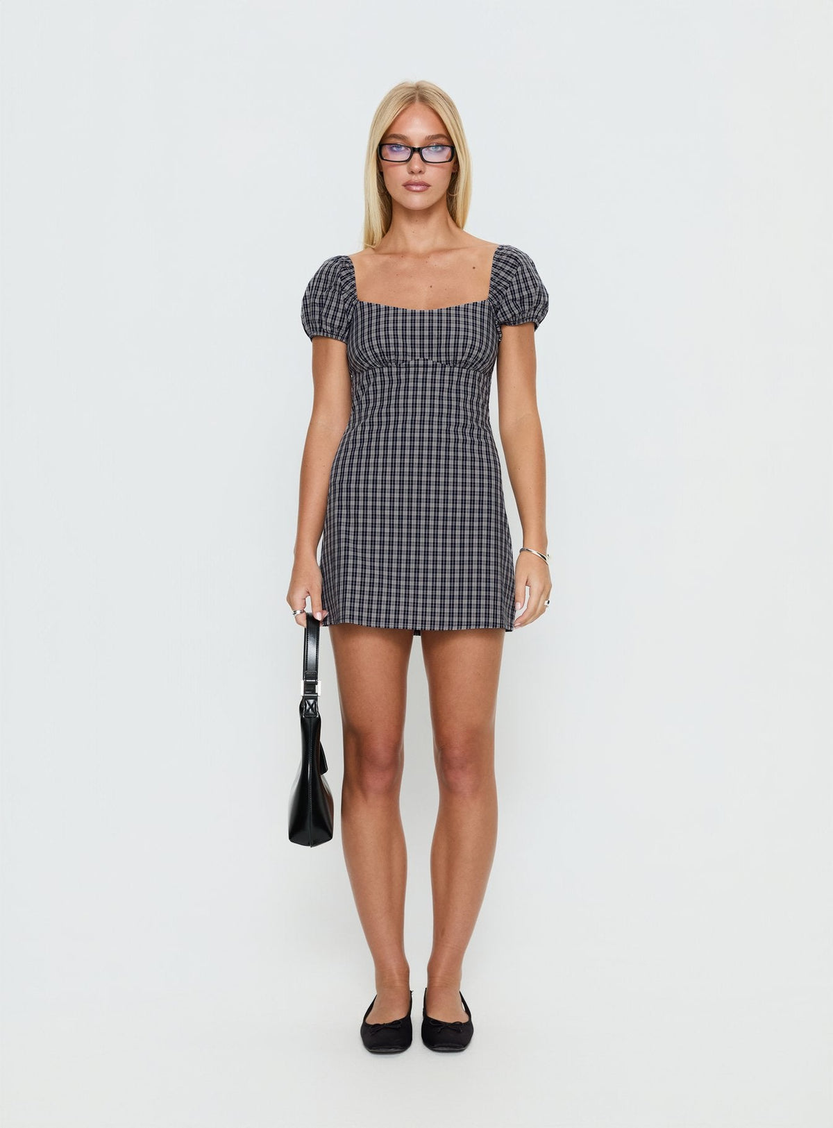 Sorynna Short Sleeve Playsuit Navy Check