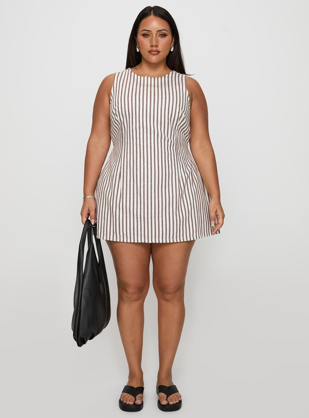 Yumiko Romper Brown Stripe Curve