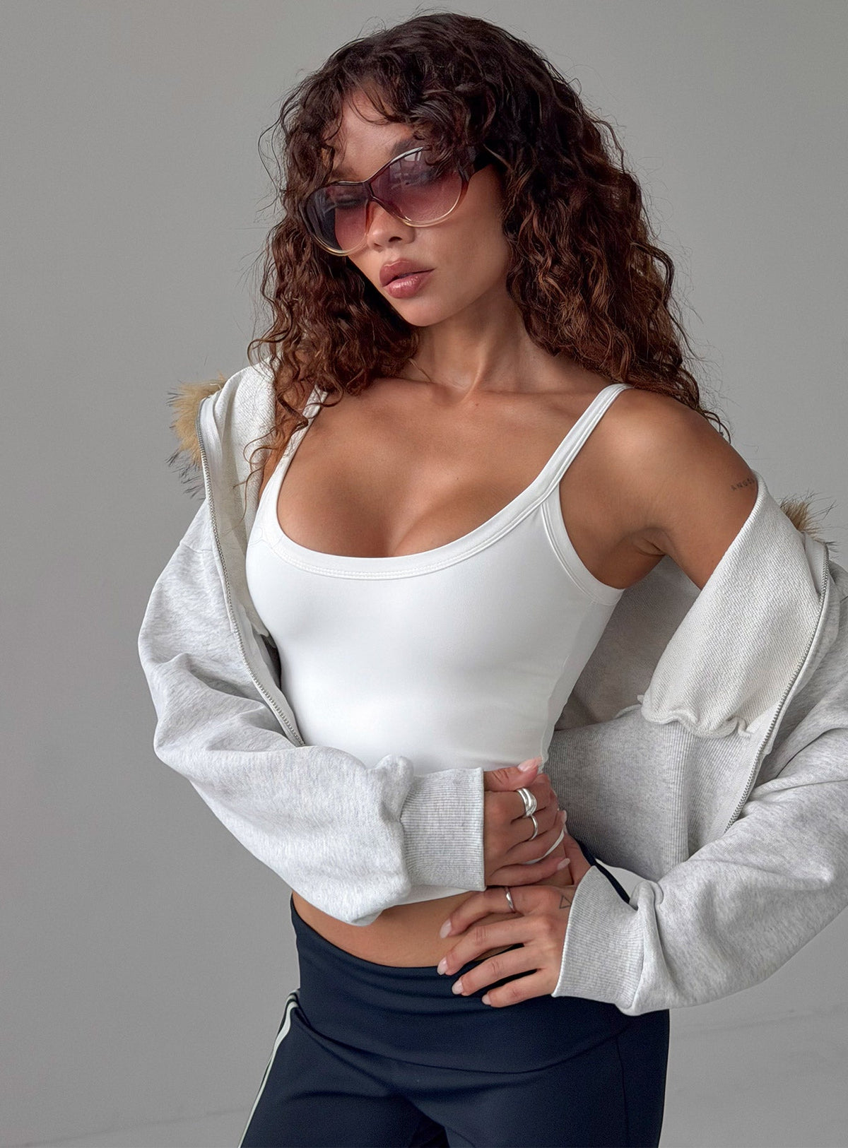 Kasper Cinched Tank Top White