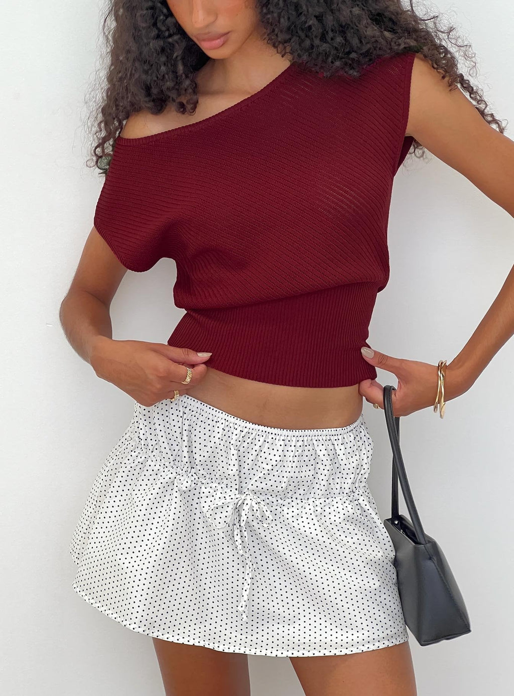Nomi Mini Skirt White Polka Dot
