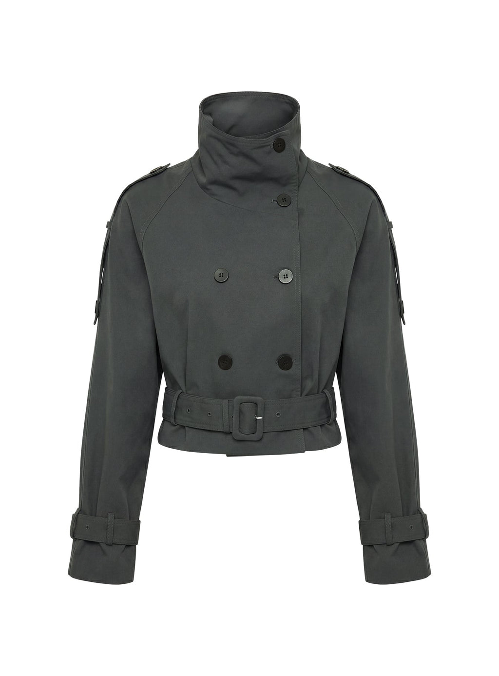 Blanc Cropped Trench Coat Olive