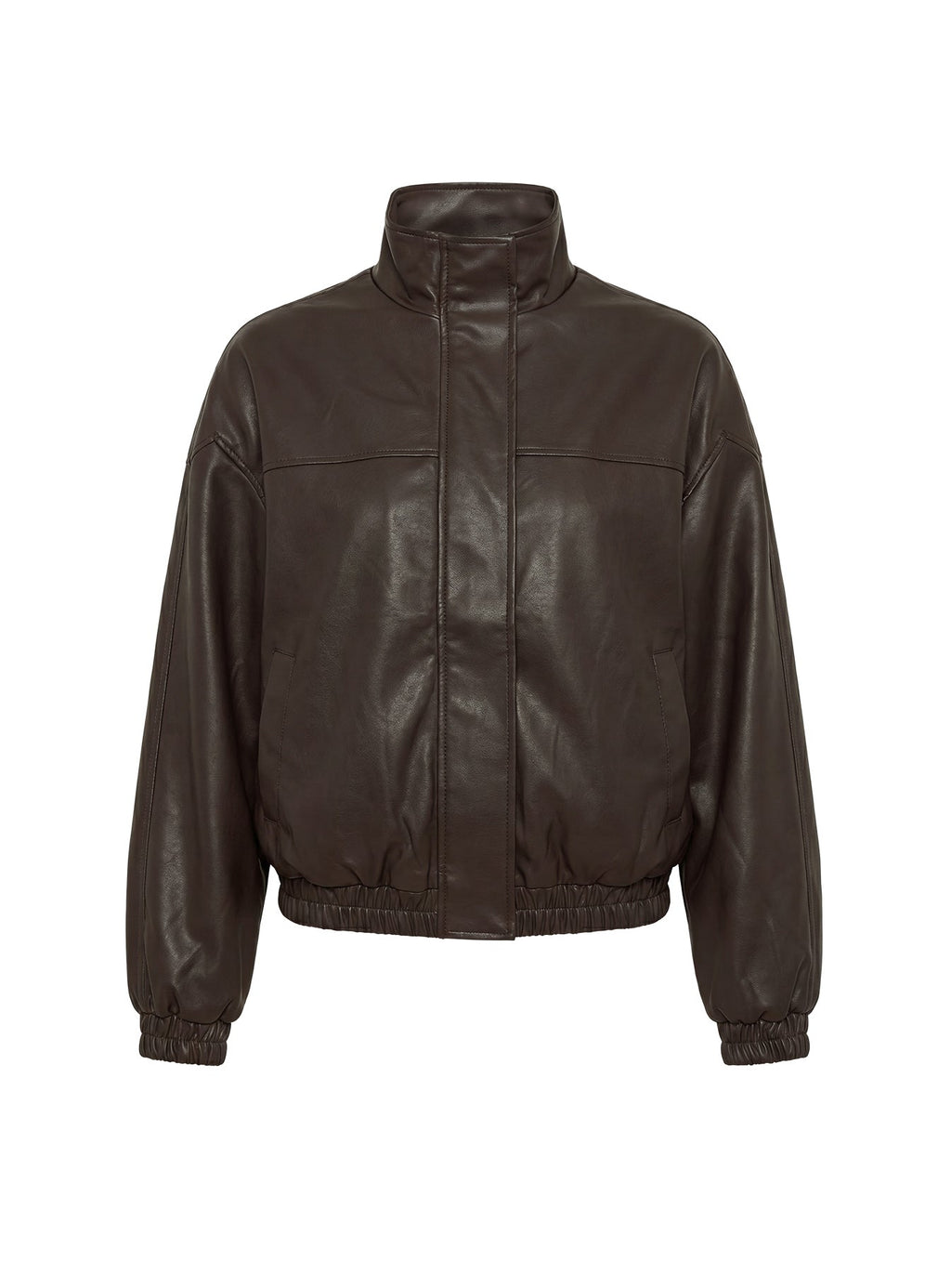 Dialtone Funnel Neck Faux Leather Jacket Washed Brown