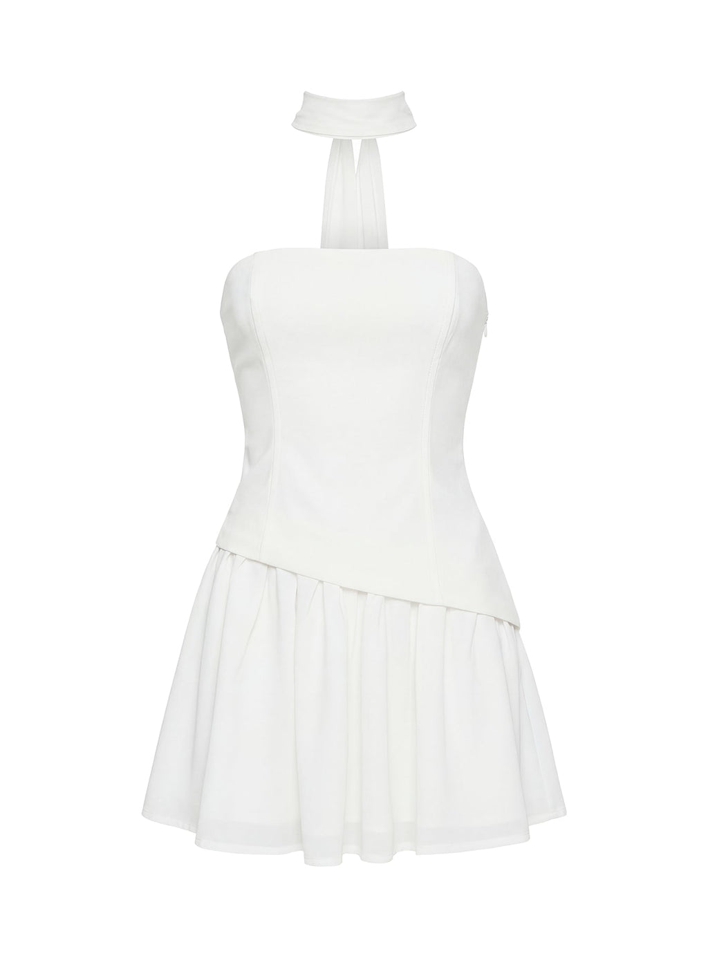 Odela Strapless Drop Waist Mini Dress White
