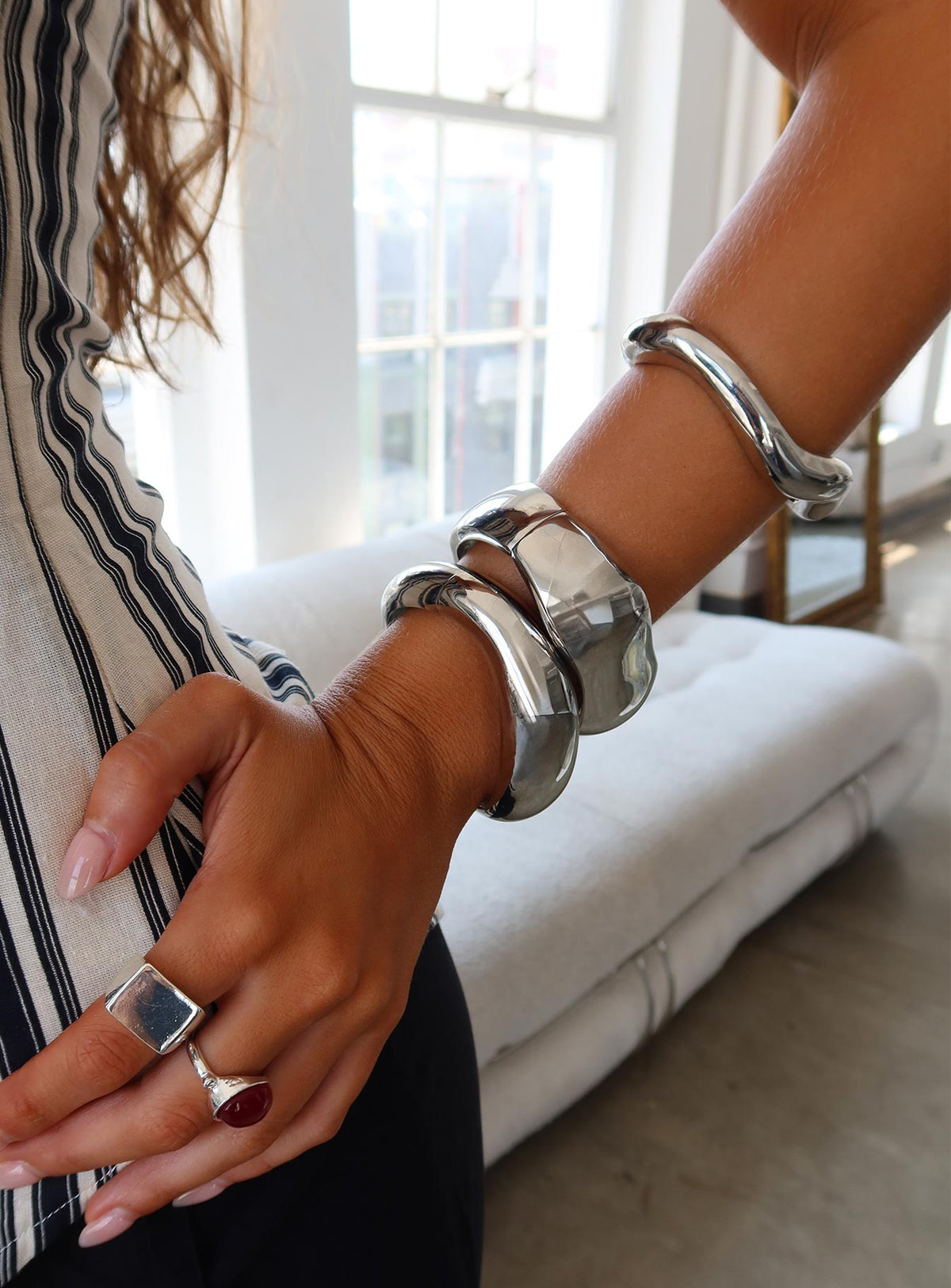 Hot Gossip Cuff Set Silver